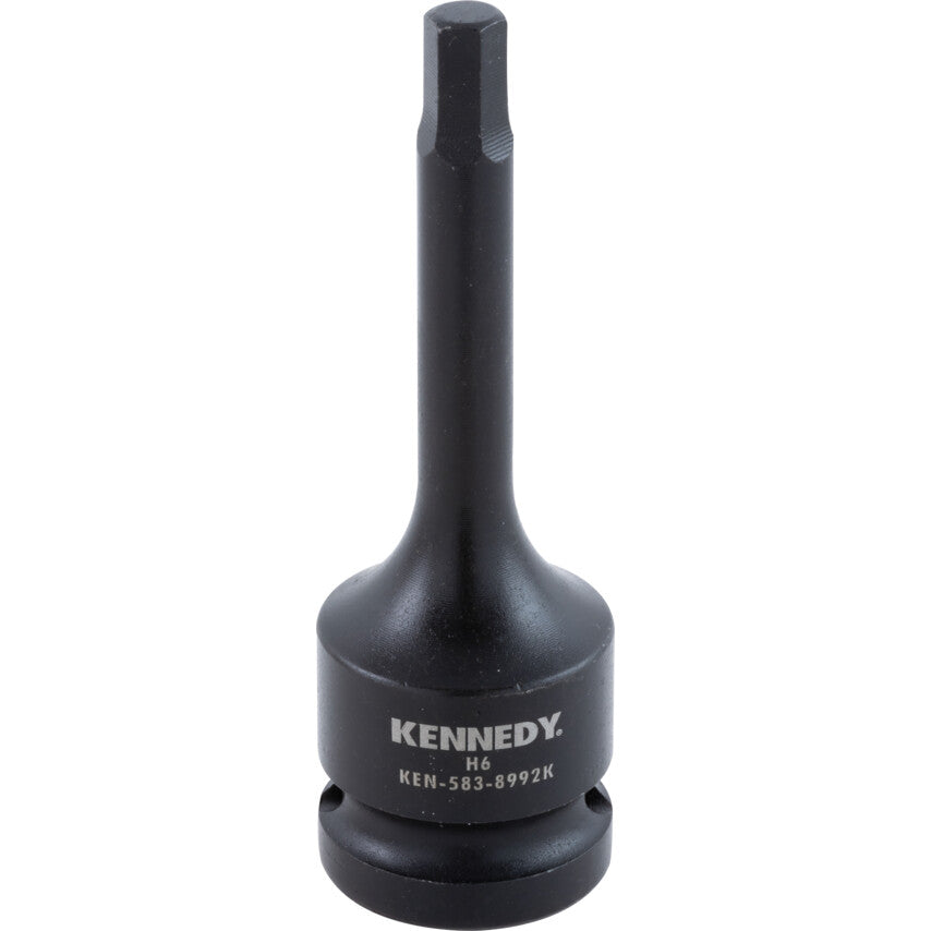 1/2in. Drive, Deep Hex Impact Bit, 6mm, Metric, Black Oxide Finish