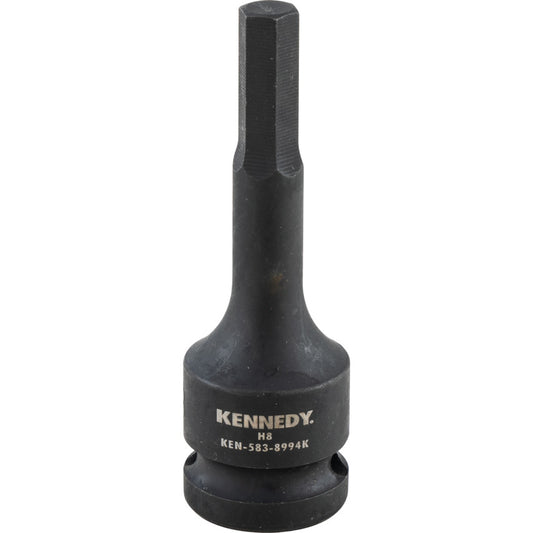 1/2in. Drive, Deep Hex Impact Bit, 8mm, Metric, Black Oxide Finish