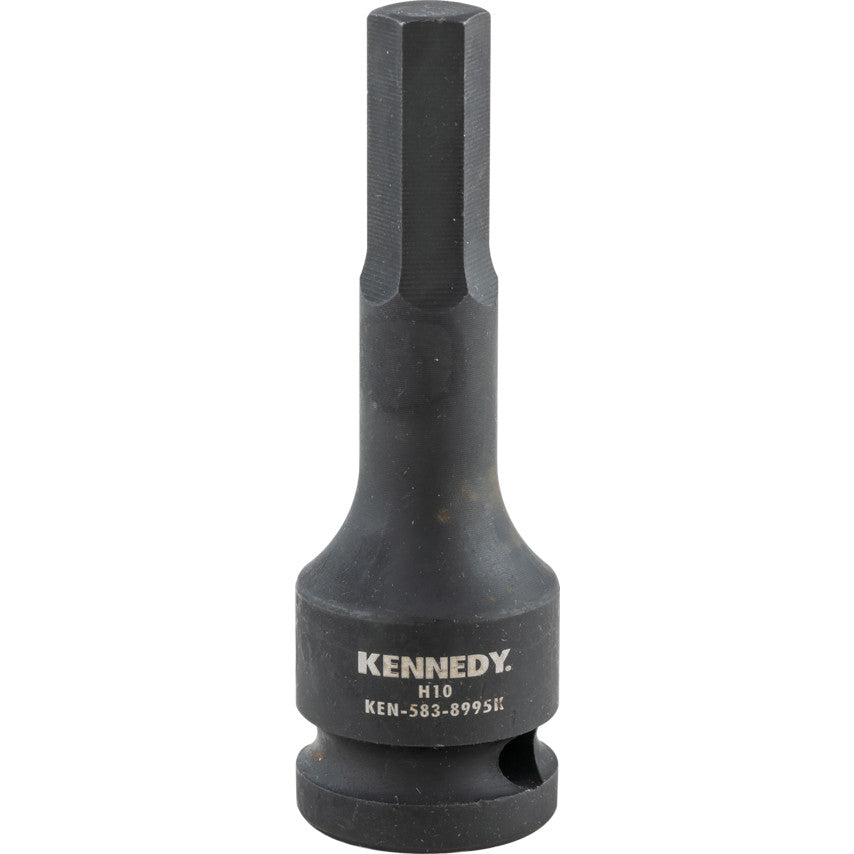 1/2in. Drive, Deep Hex Impact Bit, 10mm, Metric, Black Oxide Finish