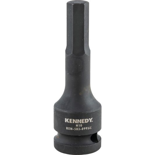 1/2in. Drive, Deep Hex Impact Bit, 10mm, Metric, Black Oxide Finish