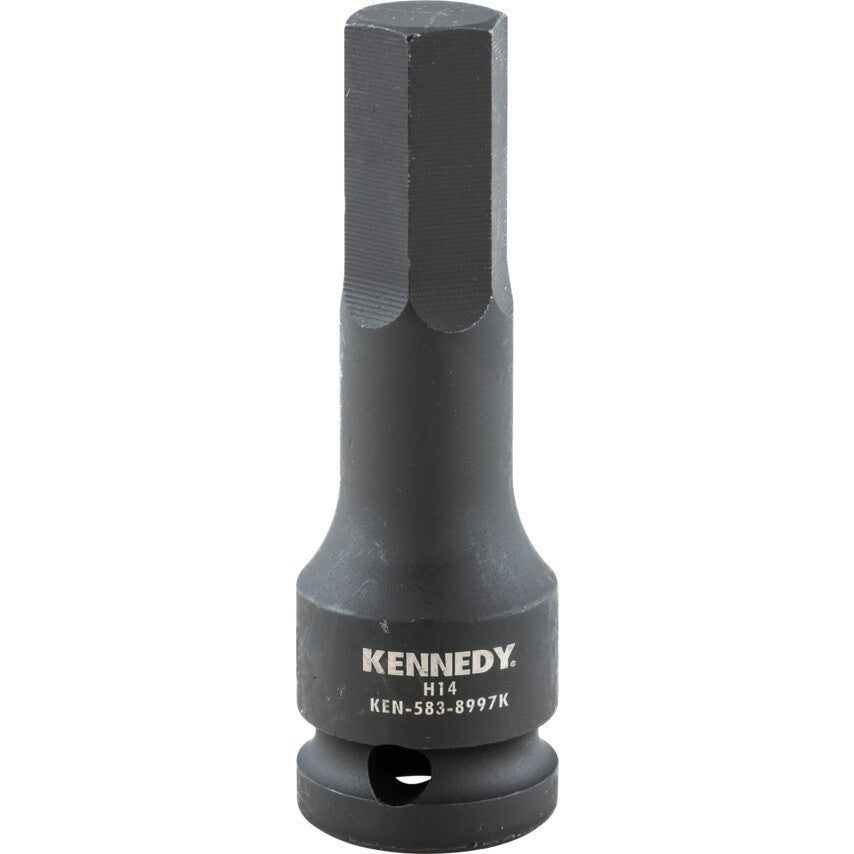 1/2in. Drive, Deep Hex Impact Bit, 14mm, Metric, Black Oxide Finish