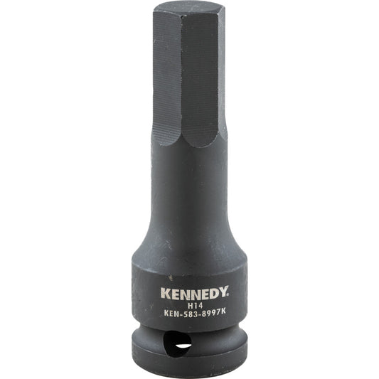 1/2in. Drive, Deep Hex Impact Bit, 14mm, Metric, Black Oxide Finish