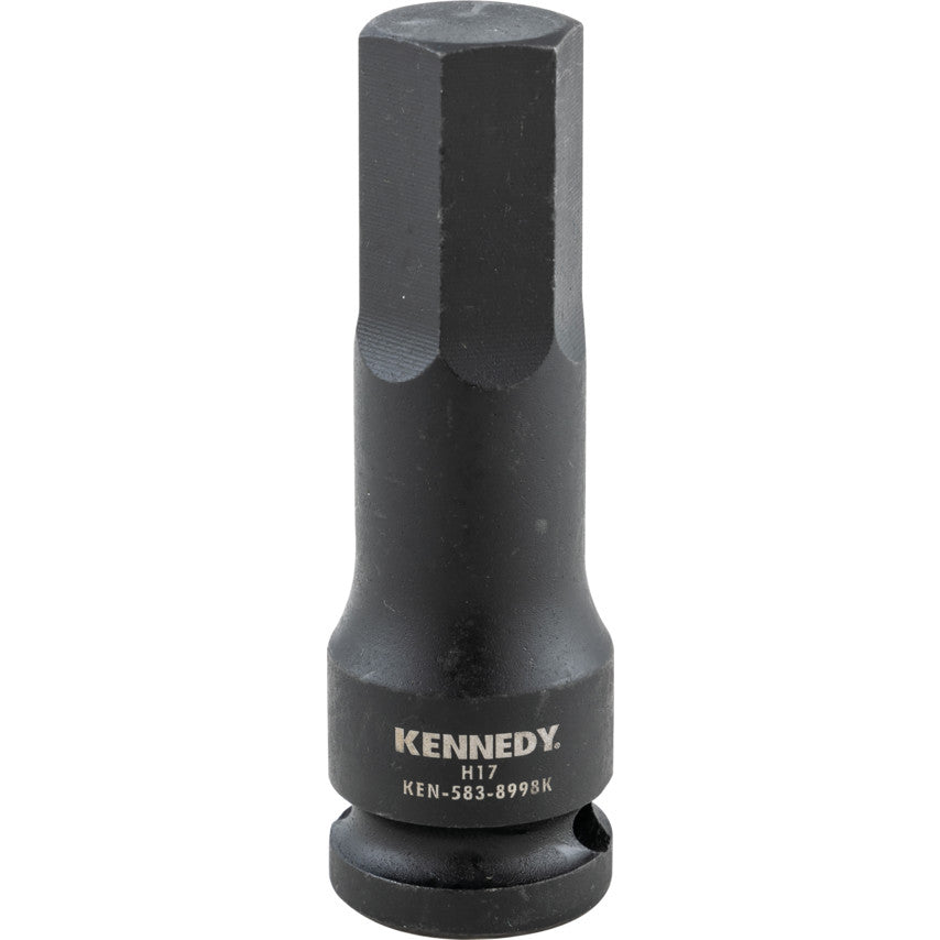 1/2in. Drive, Deep Hex Impact Bit, 17mm, Metric, Black Oxide Finish