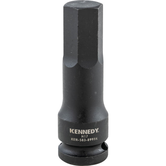1/2in. Drive, Deep Hex Impact Bit, 17mm, Metric, Black Oxide Finish