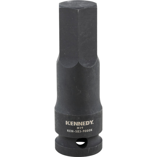 1/2in. Drive, Deep Hex Impact Bit, 19mm, Metric, Black Oxide Finish