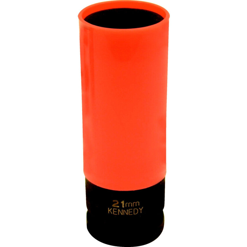 1/2in. Drive, Deep Alloy Wheel Impact Socket, 21mm, Metric, Plastic Finish