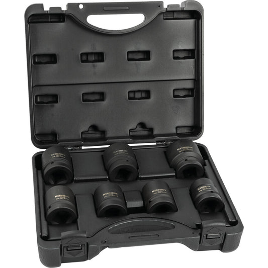 1in. Drive, Hex Impact Socket Set, 27mm - 46mm, Metric, Black Oxide Finish, Set of 7