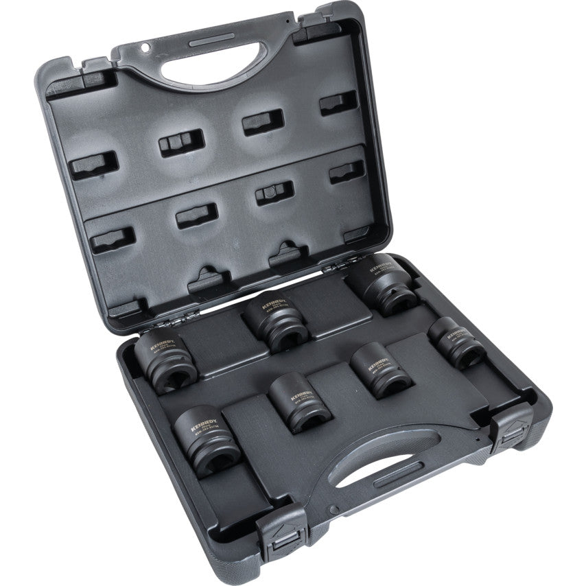 3/4in. Drive, Hex Impact Socket Set, 19mm - 46mm, Metric, Black Oxide Finish, Set of 7