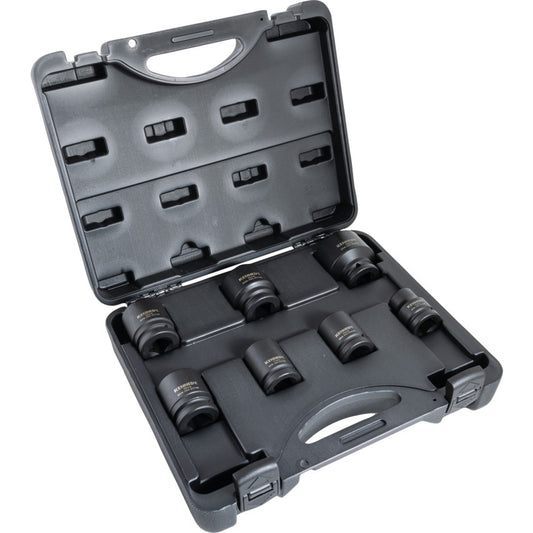 3/4in. Drive, Hex Impact Socket Set, 19mm - 46mm, Metric, Black Oxide Finish, Set of 7
