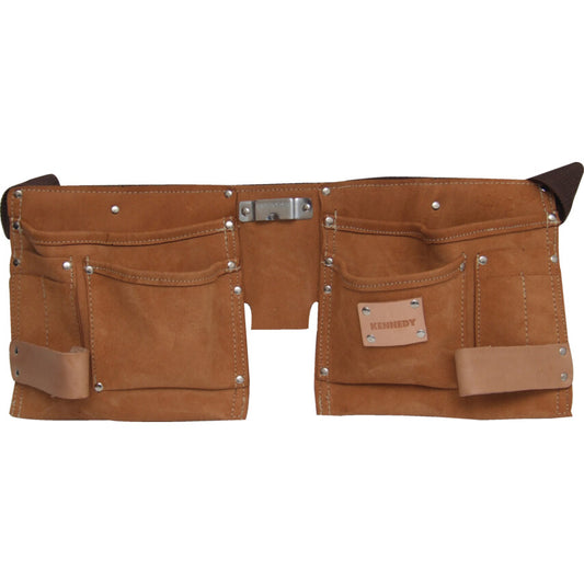 Tool Belt, Leather, Brown, 10 Pockets, 550 x 220mm