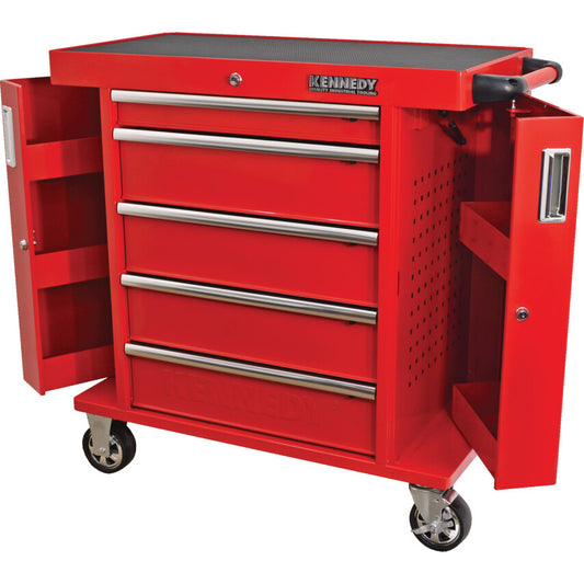 Roller Cabinet, Industrial Range, Red, Steel, 5-Drawers, 915 x 706 x 461mm, 450kg Capacity