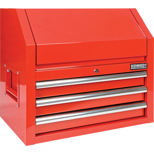 Tool Chest, Classic - Extra Deep, Red, Steel, 3-Drawers, 585 x 684 x 445mm, 130kg Capacity