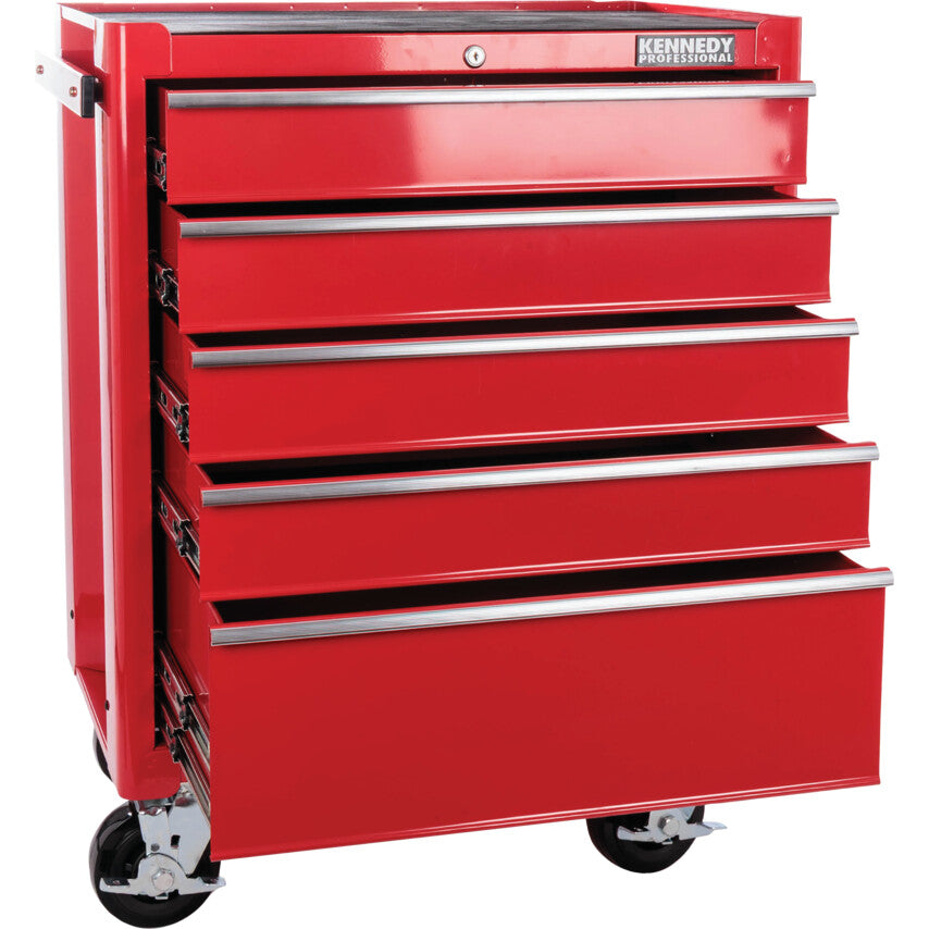 Roller Cabinet, Classic Range, Red, Steel, 5-Drawers, 890 x 690 x 460mm, 350kg Capacity