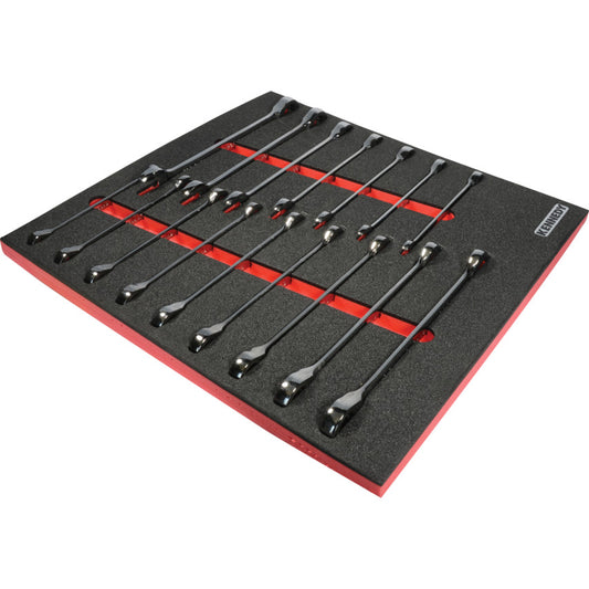 16 Piece Ratchet Combination Spanner Set in 2/3 Foam Inlay for Tool Chests