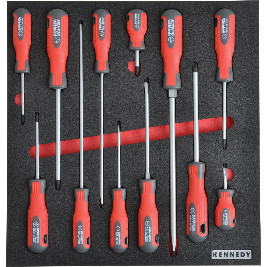 12 Piece Pro-Torq Screwdriver Set in 2/3 Width Foam Inlay for Tool Cabinets