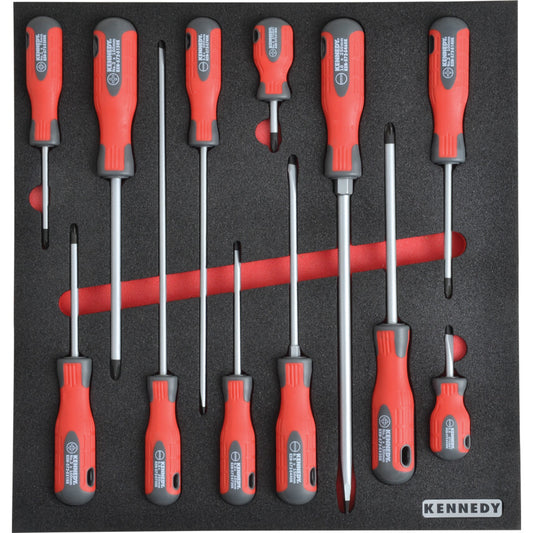 12 Piece Pro-Torq Screwdriver Set in 2/3 Width Foam Inlay for Tool Cabinets
