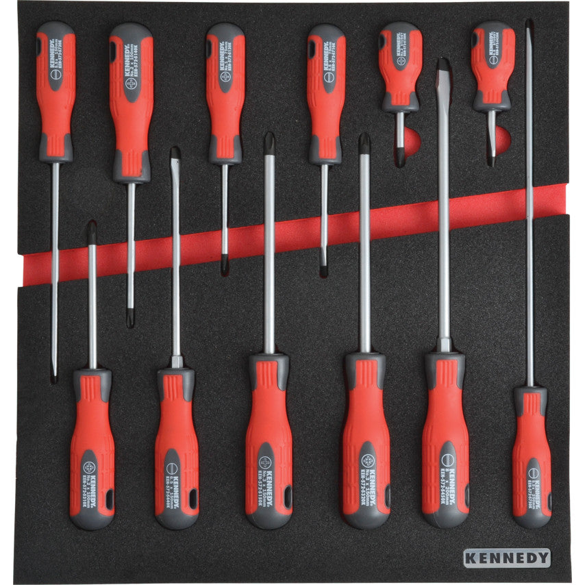 12 Piece Pro-Torq Screwdriver Set in 2/3 Width Foam Inlay for Tool Cabinets