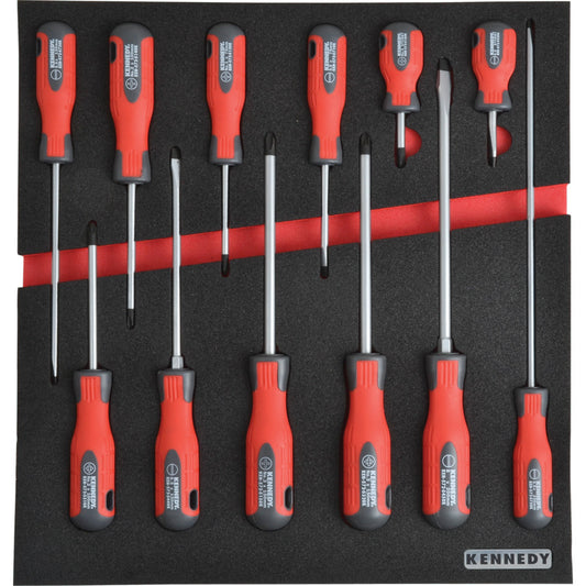 12 Piece Pro-Torq Screwdriver Set in 2/3 Width Foam Inlay for Tool Cabinets