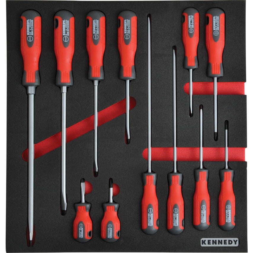 12 Piece Pro-Torq Screwdriver Set in 2/3 Width Foam Inlay for Tool Cabinets