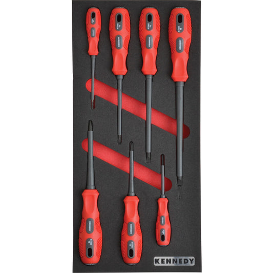 7 Piece 1000V Dual Grip VDE Screwdriver Set in 1/3 Width Foam Inlay for Tool Cabinets