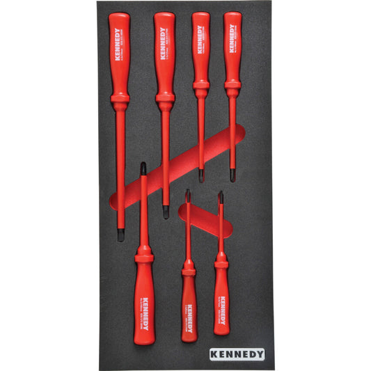 7 Piece Insulated VDE Screwdriver Set in 1/3 Width Foam Inlay for Tool Cabinets