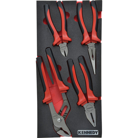 4 Piece Pro-Torq Comfort Grip Pliers Set in 1/3 Foam Inlay for Tool Cabinets