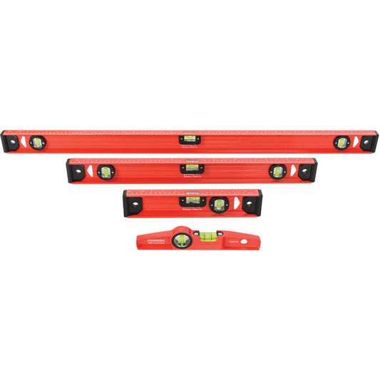 250/300/600/1000mm, I-Beam Level Set, 3 Vials, Horizontal/Vertical, Non-Magnetic, 4-Pack