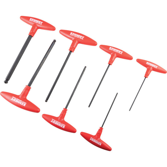 Hex Key, T-Handle, Hex Ball, Metric, 2.5-10mm, 7-piece