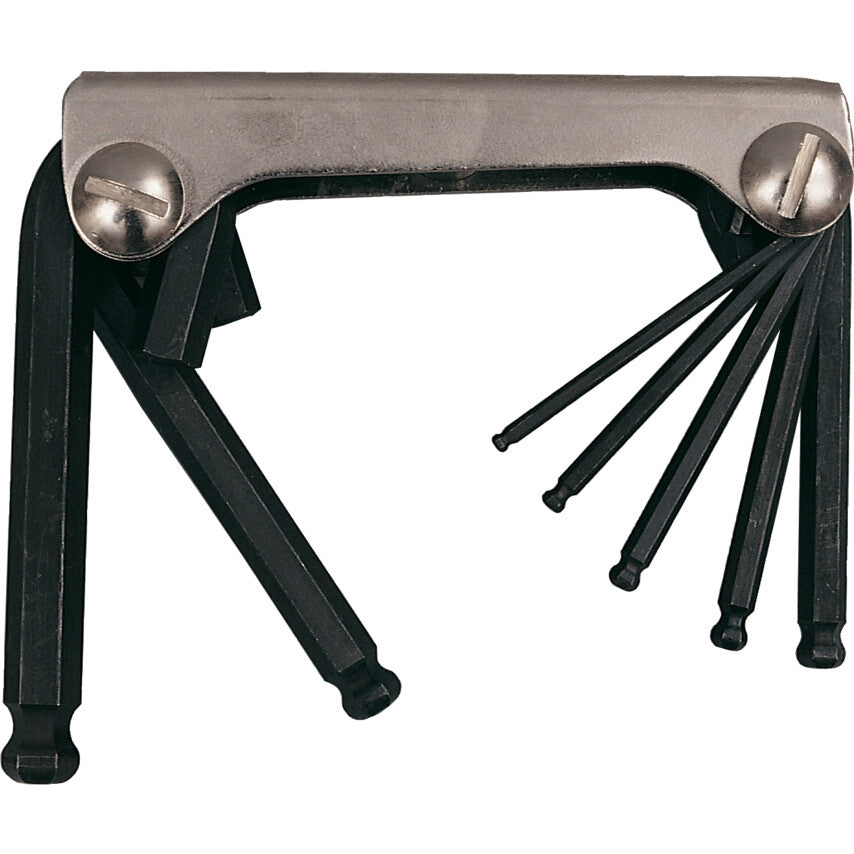 Hex Key, L-Handle, Hex Ball, Imperial, 3/32-3/8", 7-piece