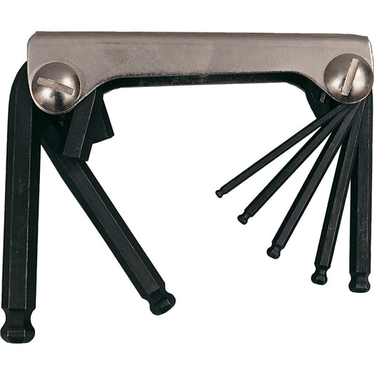 Hex Key, L-Handle, Hex Ball, Imperial, 3/32-3/8", 7-piece