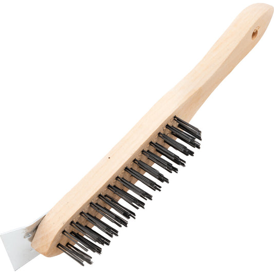 4-ROW WIRE SCRATCH BRUSH WITH SCRAPER