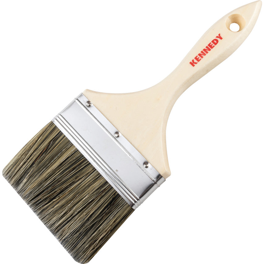 4in., Flat, Natural Bristle, Angle Brush, Handle Wood