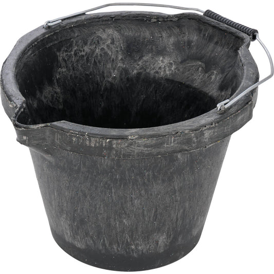 Black Rubatype Rigid Bucket, Steel/Plastic Grip Handle, 3 Gallon