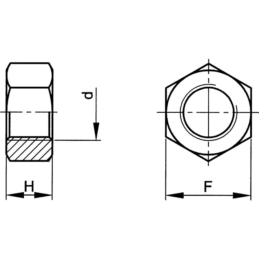 M30 Steel Hex Nut, Grade 8
