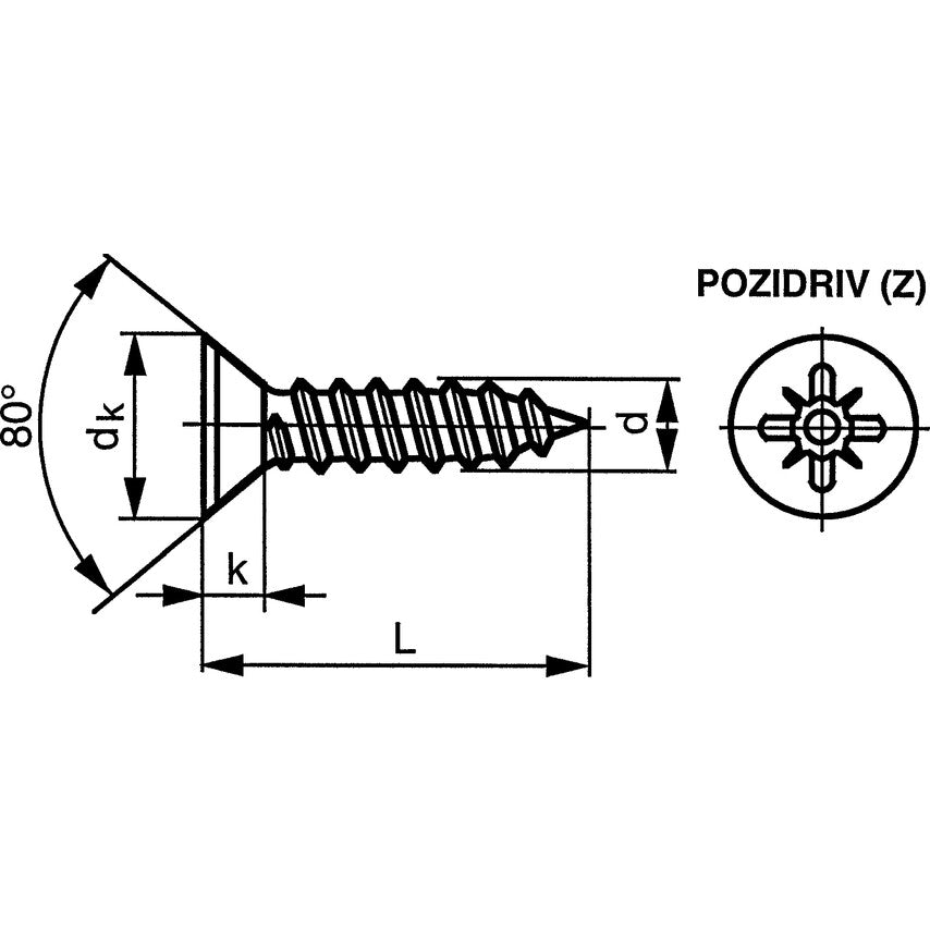 ST5.5x13mm POZI CSK TAP SCREW BZP