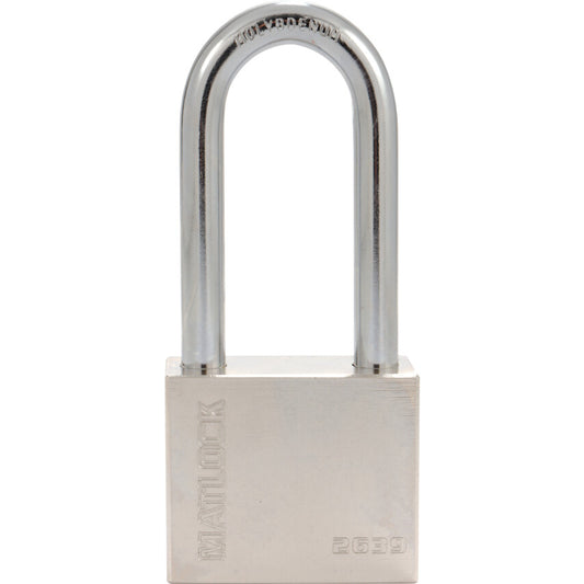 Keyed Padlock, Keyed Different, Hardened Steel, Silver, 63.5mm Width, Weatherproof