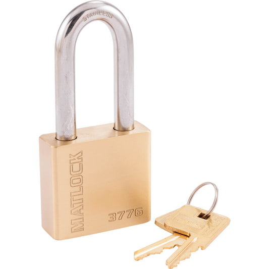 Keyed Padlock, Keyed Different, Brass, Gold, 50mm Width, Weatherproof