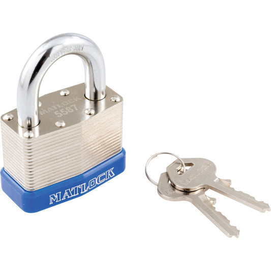Keyed Padlock, Keyed Different, Steel, Silver, 50mm Width, Weatherproof