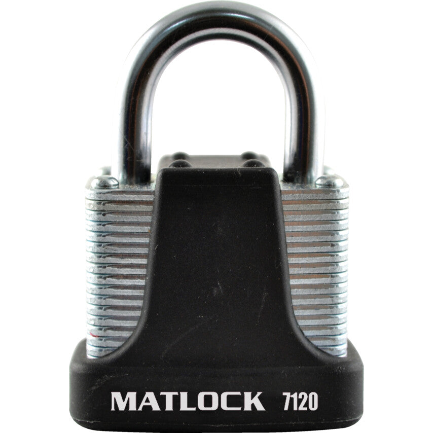 Keyed Padlock, Keyed Different, Steel, Black, 40mm Width, Weatherproof
