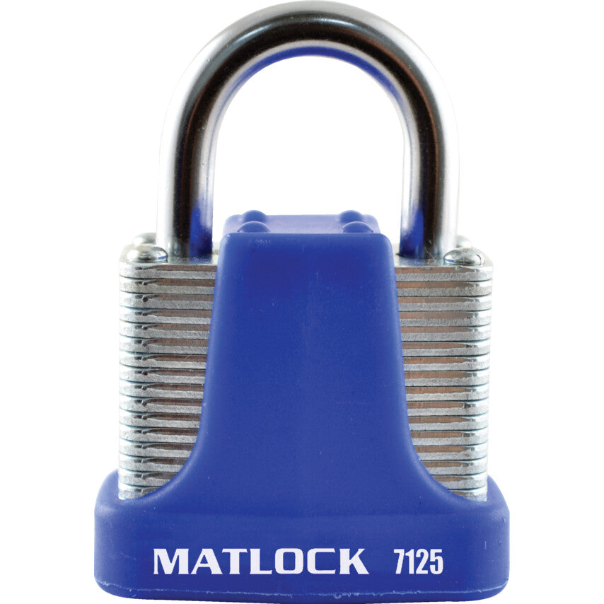 Keyed Padlock, Keyed Different, Steel, Blue, 40mm Width, Weatherproof