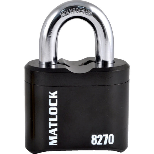 Combination Padlock, Hardened Steel, Black, 62mm Width, Weatherproof