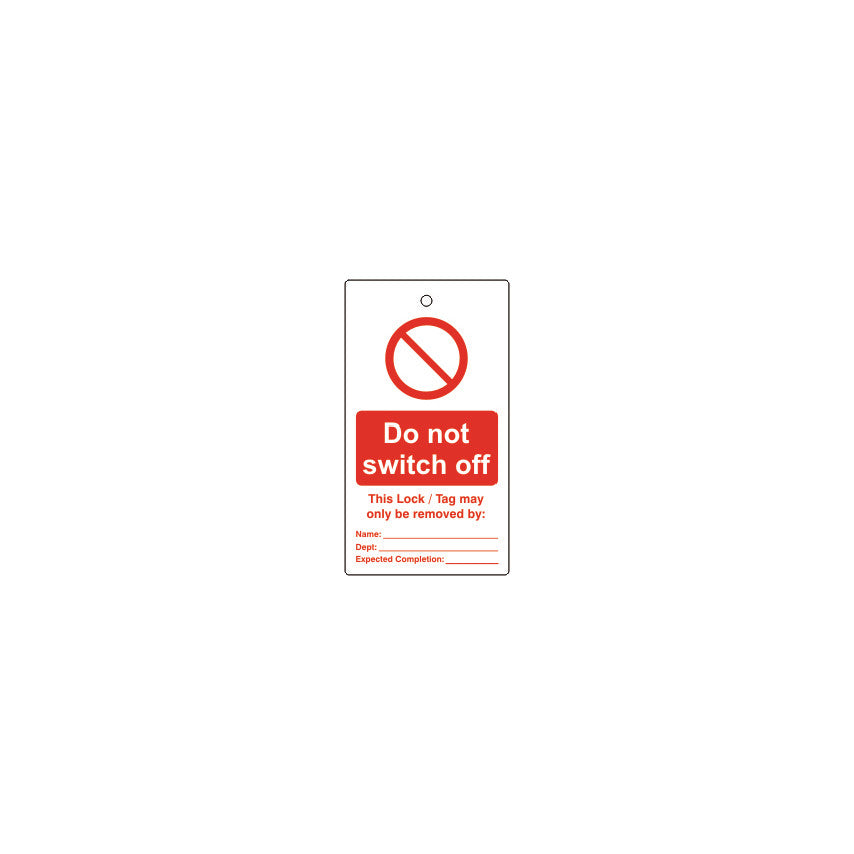 Lockout Tags Do Not Switch Off Single Sided Pack of 10