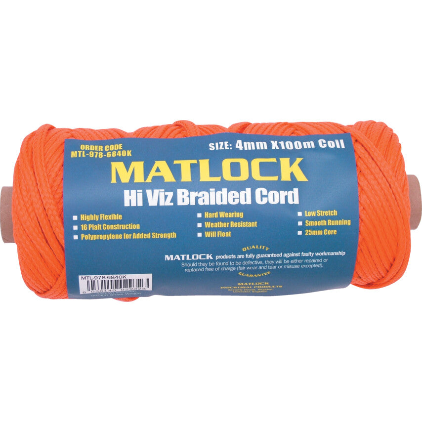 4mmx100M 16PLT. ORANGE H/ TENACITY POLYPROP BRAID