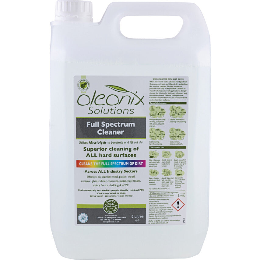 Full Spectrum, Multi Surface Cleaner, 5L, Screw Top Bottle, Concentrated, Fragrance Free