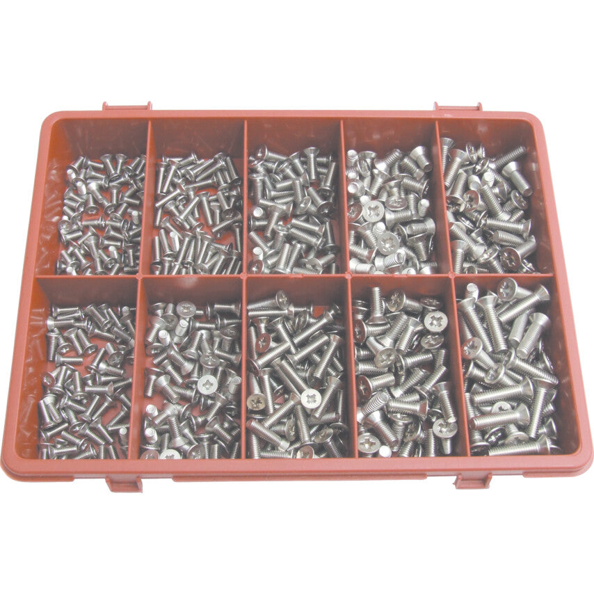 METRIC POZI C/SUNK M/C SCREW KIT A2 AVG-500PC