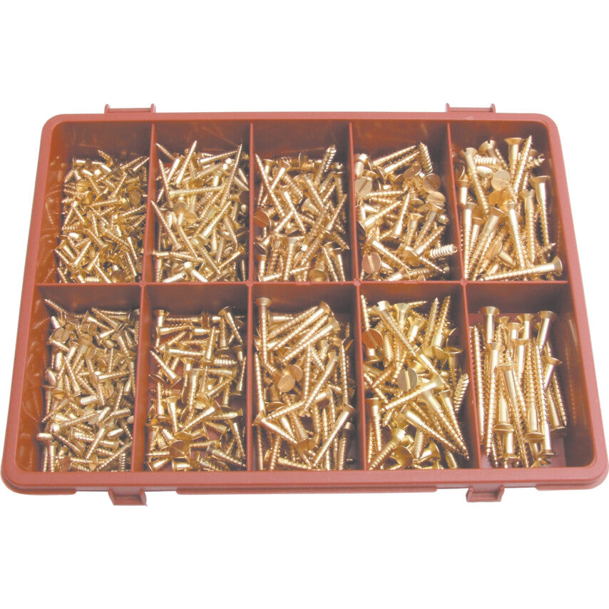 SLOTTED C/SUNK WOODSCREW KIT BRASS