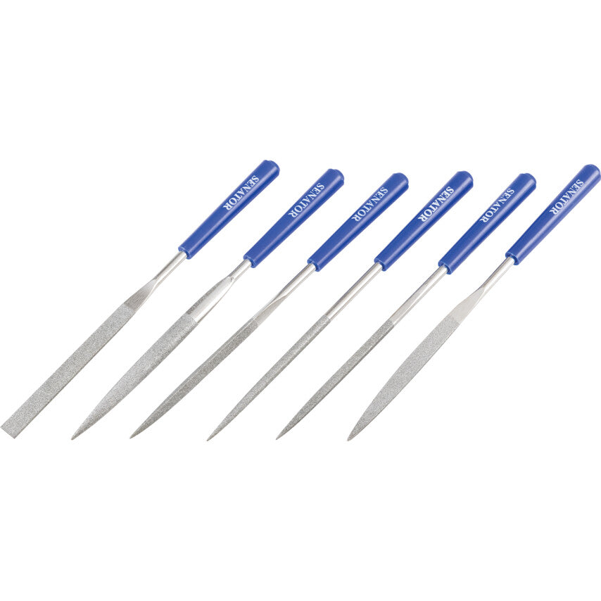 160mm (6.1/2") 6 Piece Medium Grade Diamond File Set
