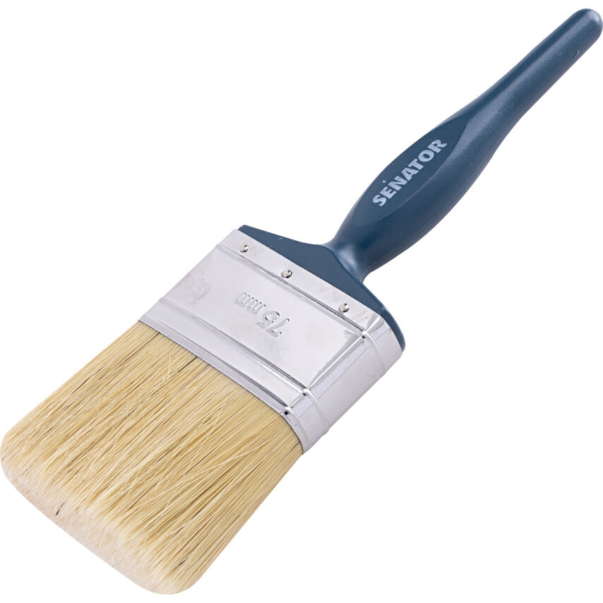 3in., Flat, Natural Bristle, Angle Brush, Handle Wood