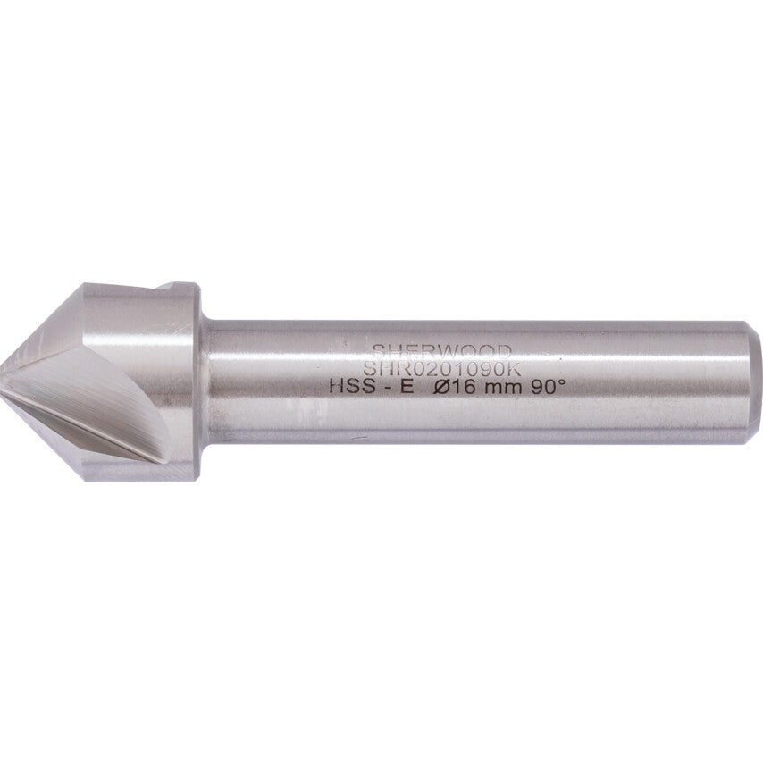 90°, Countersink, 16mm, Straight Shank, 3 fl, Cobalt High Speed Steel