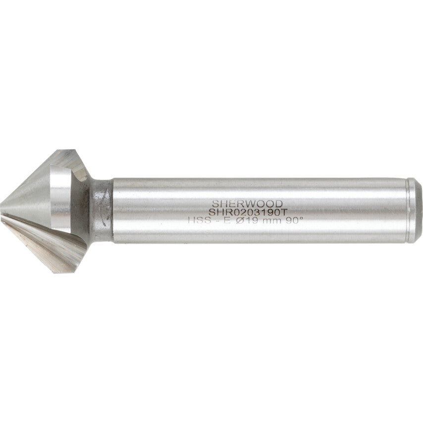 90°, Countersink, 19mm, Straight Shank, 3 fl, Cobalt High Speed Steel